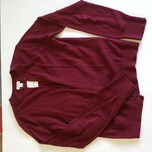 NWT J. Crew Factory Burgundy Classic Cotton Cardigan S